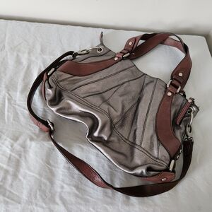 Fossil hobo crossbody bag in metallic leather